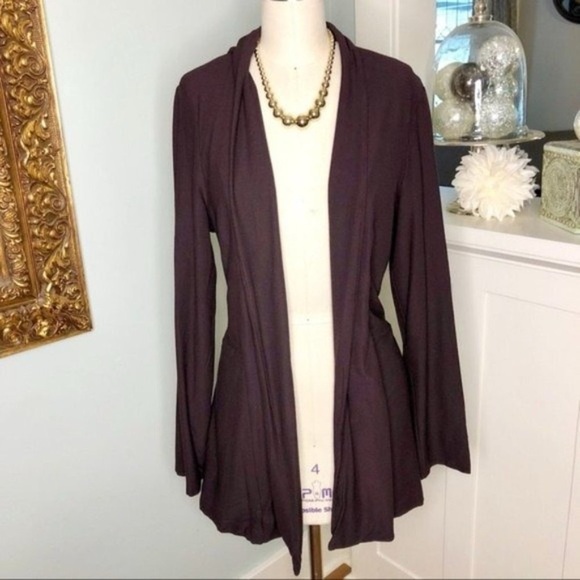 Eileen Fisher Open Front Sweater Cardigan Brown Medium - Picture 3 of 9